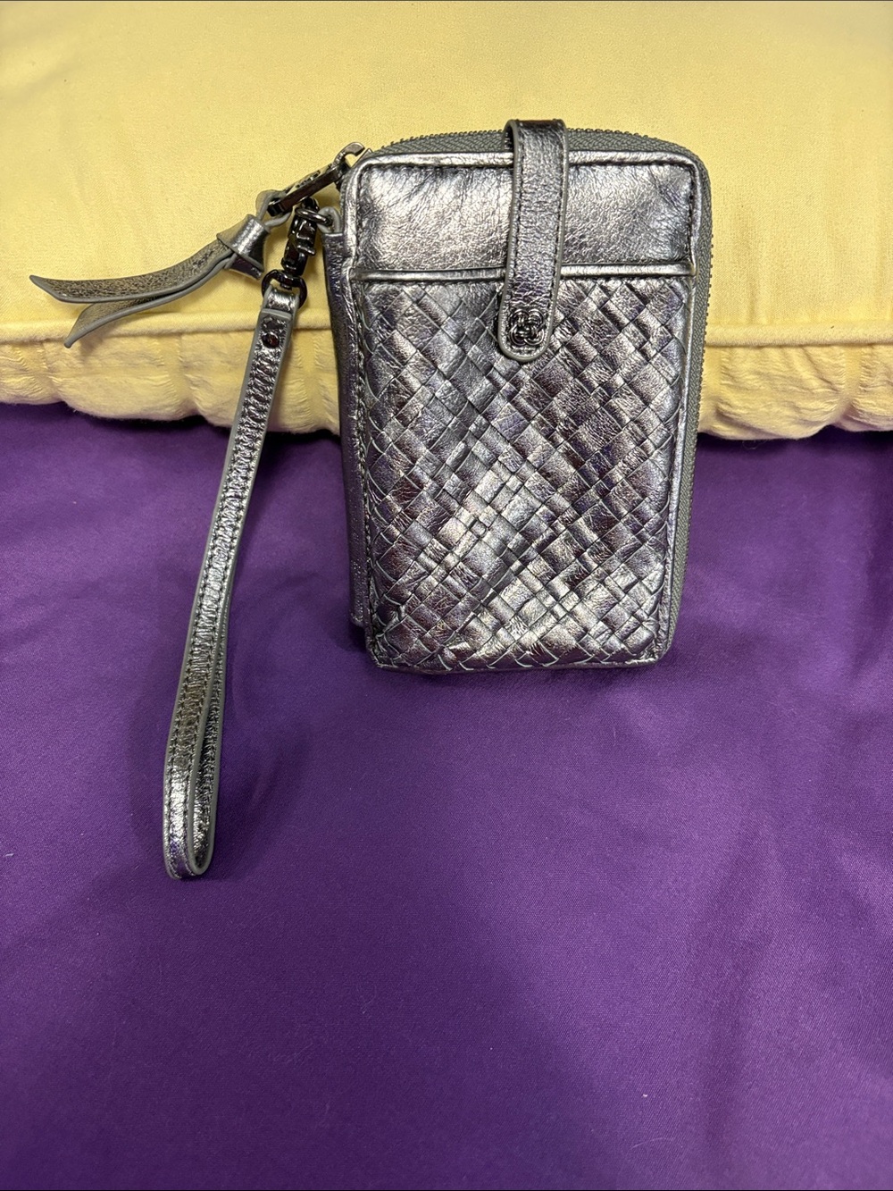 Elliot Luca Mini Woven Metallic Mini Wristlet Wallet